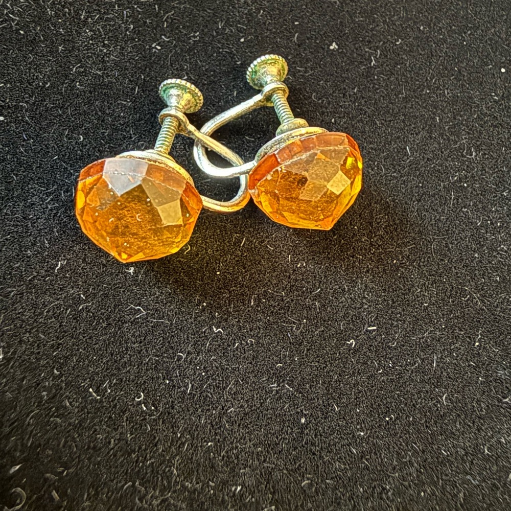 Vintage Orange Screw Back Earrings